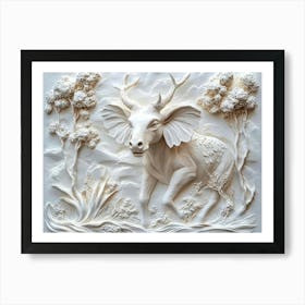 3d Deer Sculpture Art Print