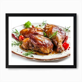 Roasted Chicken On A Plate Art Print