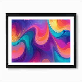 Abstract Digital Art With A Swirling Pattern In Shades Of Blue, Gold, And White, Creating A Sense Of Depth And Movement Art Print