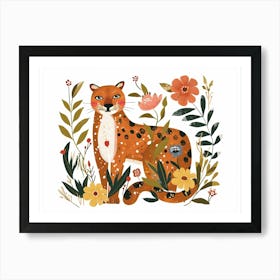 Little Floral Cougar 4 Art Print