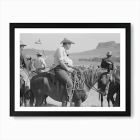 Cowboy At Bean Day Rodeo, Wagon Mound, New Mexico By Russell Lee Art Print