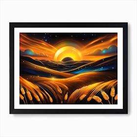 Sunset In The Wheat Field 2 Art Print