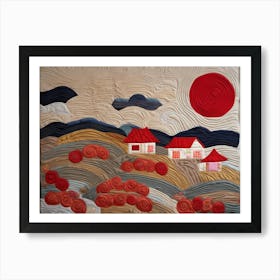 House On The Hill Quilting Art, Japanese Quilting Inspired Art, 1510 Poster