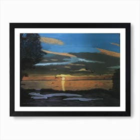 Lakeside Viewing at Sunset Art Print