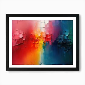 Abstract Rainbow Colour Palette Knife Oil Painting 3 Art Print