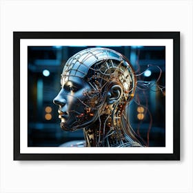 An Abstract Digital Rendering Of A Human Head Housed Within Its Embrace The Intricate Circuitry Of (4) Art Print