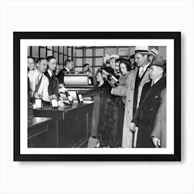 Prohibition Wall Art, People at Liquor Store, Vintage Black and White Old Photo, Bar Cart Decor Art Print