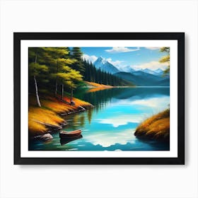 Boat On A Lake 1 Art Print