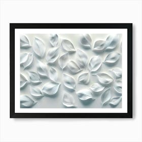 3d Art White Leaves Background 1 Art Print