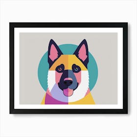 German Shepherd Dog Portrait Illustration Art Print