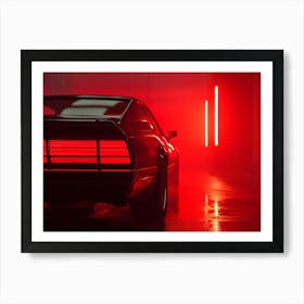 Red Car In The Dark Art Print