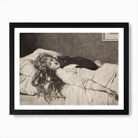 The Witch by John Collier 1893 ~ Witchy Pagan Gothic Feature Wall Art - A HD Remastered Victorian Drawing of a Witch With Black Cat Sleeping Art Print