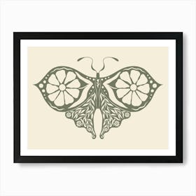 Folk Art Moth 05 - Sage Green Affiche