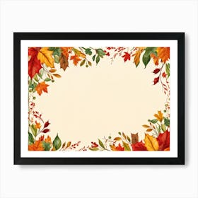 A Festive Thanksgiving Card Autum Leaves In Hues Of Burnt Orange Ripe Red Green And Sun Kissed Ye (6) 1 Art Print