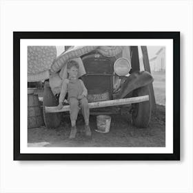 Son Of Migrant Sitting On Bumper Of Their Truck, Weslaco, Texas, Notice New Mexico License By Russell Lee Art Print