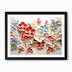 Blossoming 3d Floral Artistry Leaves, Flowers And A Mesmerizing Illusion 1 Art Print