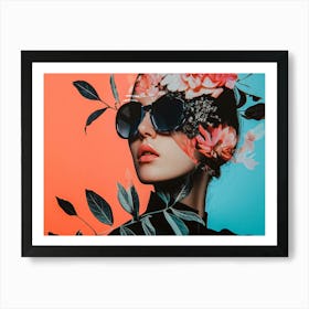 Woman With Flowers On Her Head 10 Art Print