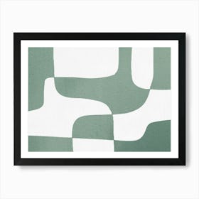 Sage Green and White Abstract Pattern Mid-century Modern Art Print