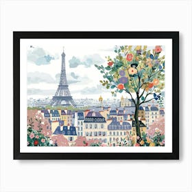 Paris France Landscape Watercolour Art Print