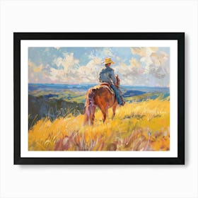 Cowboy In Texas Hill Country 1 Art Print