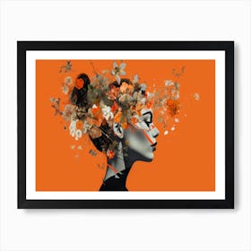 Portrait Of A Woman With Flowers 4 Art Print