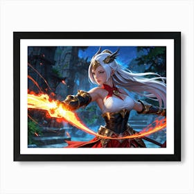 Female Character In A Game Art Print