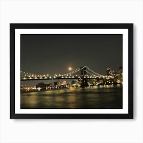 Full Moon Over Manhattan And The Brooklyn Bridge Art Print