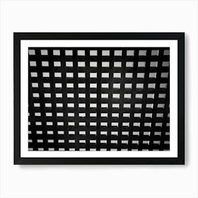 Wooden Square Grid Abstract Black And White Art Print