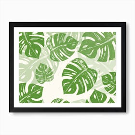 Linocut Monstera in Art Print