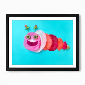 Caterpillar made with poppies Art Print