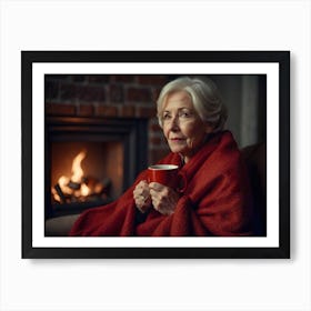 Old Lady With A Cup Of Coffee Art Print