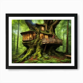 Cottage Inside A Giant Forest Tree V2 3 Art Print