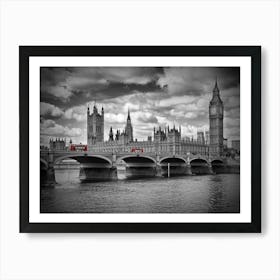 LONDON Houses Of Parliament And Red Buses Art Print