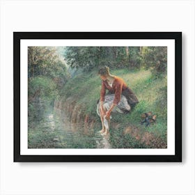 Woman Bathing Her Feet In A Brook (1894–95), Camille Pissarro Art Print