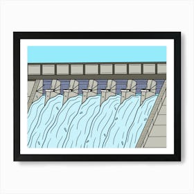 Dam Floodgate Stop Gates Water Supply Water Reservoir Art Print