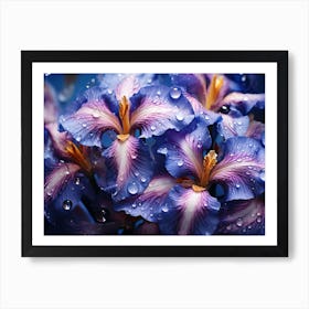 Blue Iris Flowers 2 Art Print