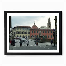 Paninari Riding Across Ponte Santa Trinita Florence Art Print