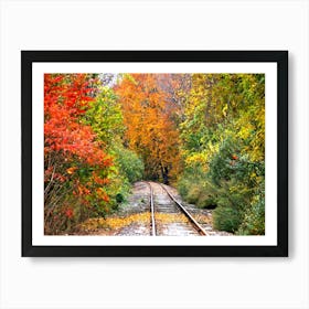 Autumn Train Track Art Print