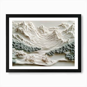 3d Mountain Landscape Art Print