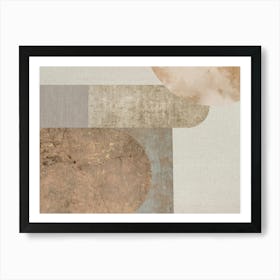 Beige and Tan Mid-century modern geometric abstract shapes artwork Art Print