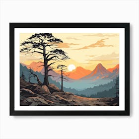 Sunset In The Mountains Art Print