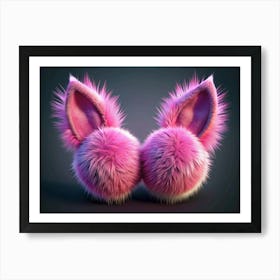 Pink Furry Ears On Balls Art Print