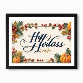 Curved Calligraphy Lines Shaping The Words Happy Holidays Inscribed In A Festive Script Forming (2) 2 Art Print