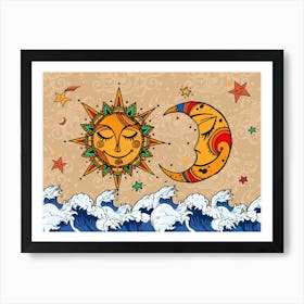Sun And Moon - Vintage alchemy, esotericism, spiritual, mystic 3 Art Print