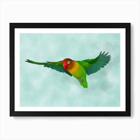 Flying lovebird digital drawing Art Print