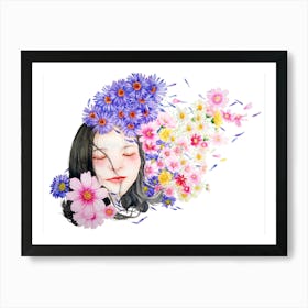 Asian Girl With Flowers 9 Art Print