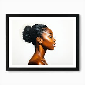 Side Profile Of Beautiful Woman Oil Painting 108 Art Print