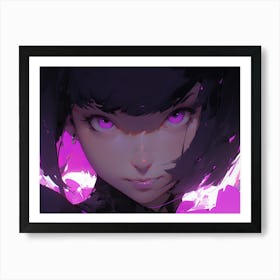 Portrait Of A Girl With Purple Eyes Art Print