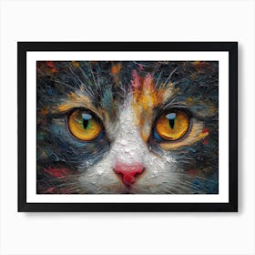 Whiskered Masterpieces: A Feline Tribute to Art History: Cat'S Eyes Art Print