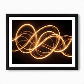 Abstract Digital Image Of A Glowing Golden Line Of Energy Flowing In A Swirling Pattern On A Dark Background Art Print